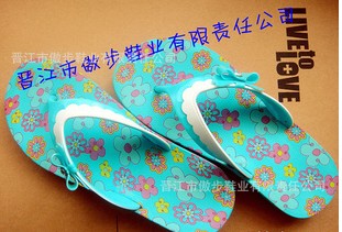 批发供应外贸韩式水转印蝴蝶钻石带面时尚花样 女拖鞋(EVA)
