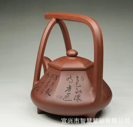 紫砂壶高档系列 六方石瓢提梁