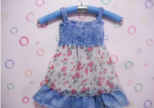 批发韩版童装 2011新款夏季吊带连衣裙 短裙 女童